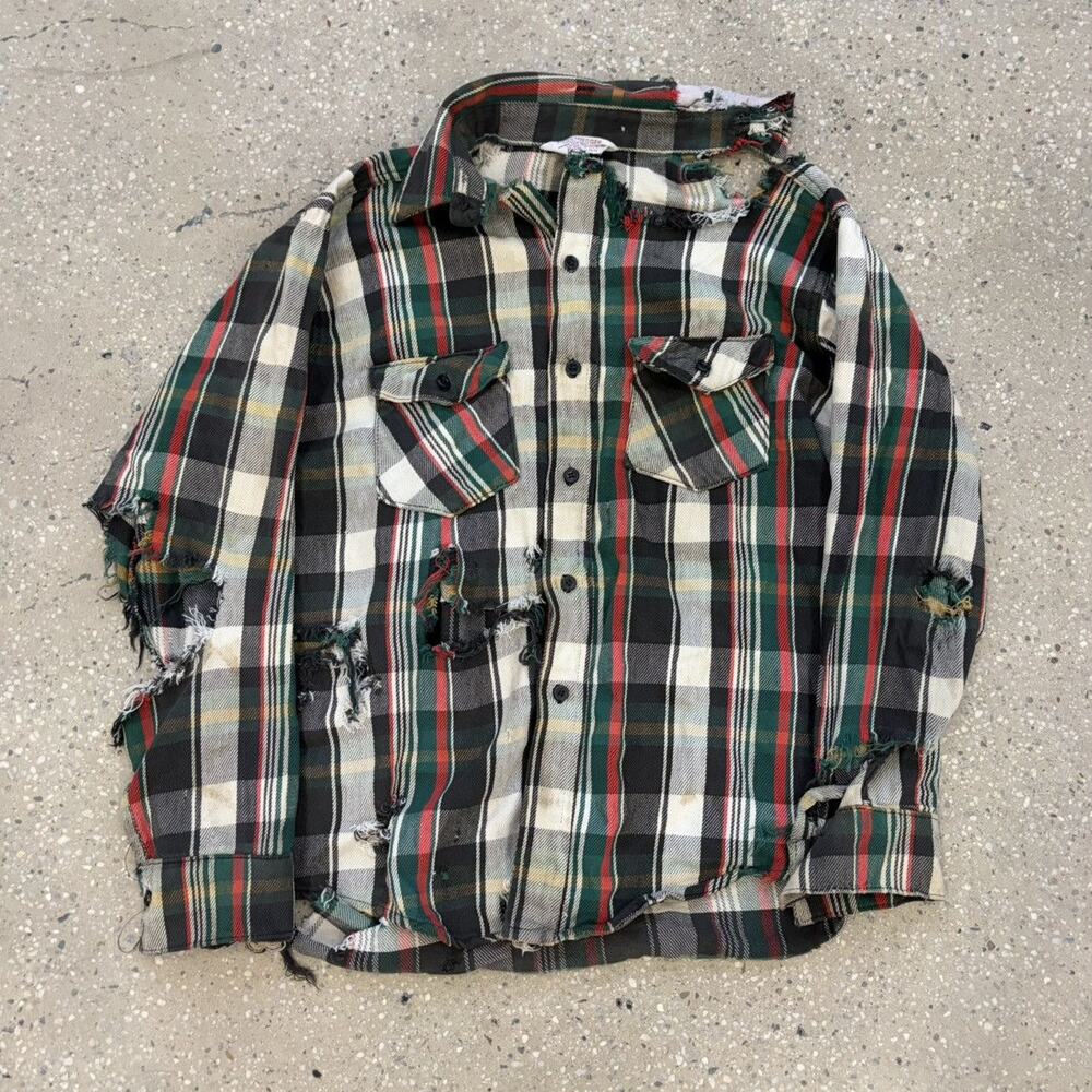 Vintage 70s Frostproof Black Distressed Cotton Flannel